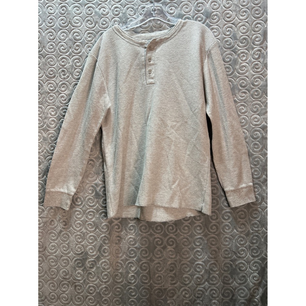 Fruit of the Loom XXL Men's Waffle Knit Long Sleeve Henley Shirt Casual‎ Top